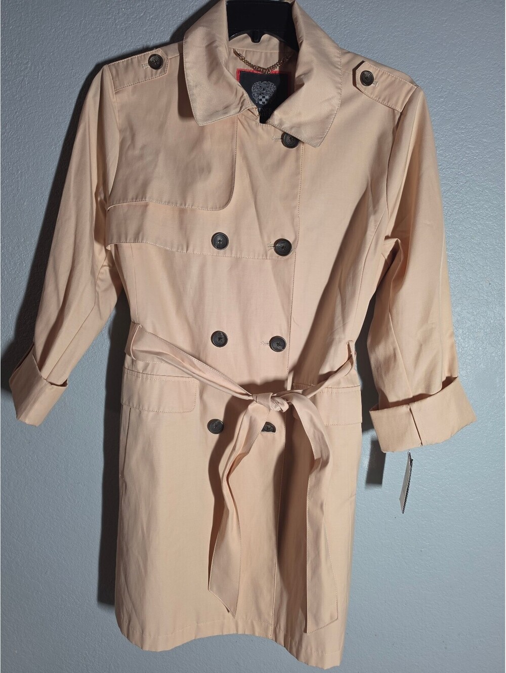 Vince Camuto Peony Pink Double-Breasted Trench Coat XL